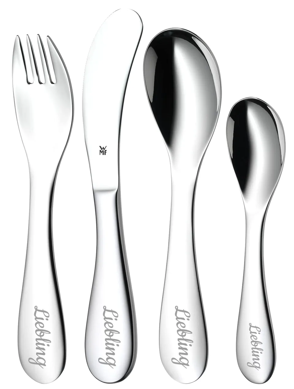 wmf-knuddel-kinderbesteck-4-teilig-mit-namensgravur-personalisiertes-cromargan-e image 1