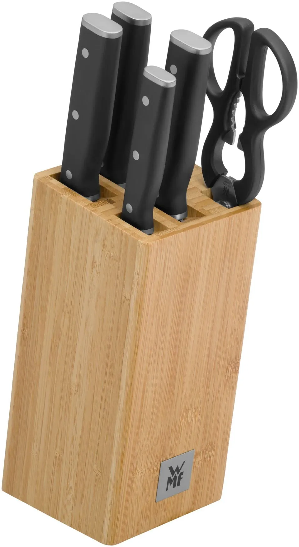 wmf-sequence-messerblock-set-6-teilig-made-in-germany-4-messer-schere-bambus-blo image 1