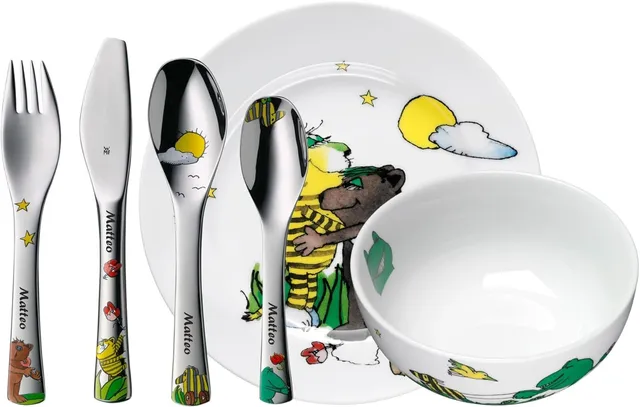 wmf-janosch-kindergeschirr-set-6-teilig-mit-gravur-porzellan-teller-m-sli-schale image 1