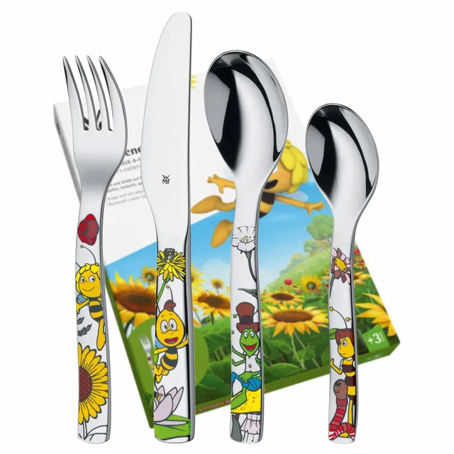 wmf-biene-maja-kinderbesteck-4-teilig-mit-namensgravur-cromargan-edelstahl-perso image 1