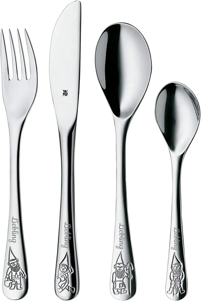 wmf-kinderbesteck-zwerge-4-teilig-mit-namensgravur-cromargan-edelstahl-18-10-pol image 1