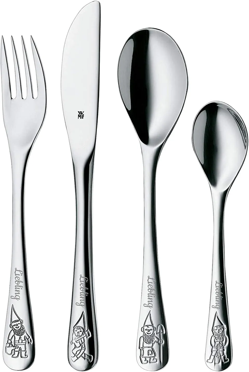 wmf-kinderbesteck-zwerge-4-teilig-mit-namensgravur-cromargan-edelstahl-18-10-pol image 1