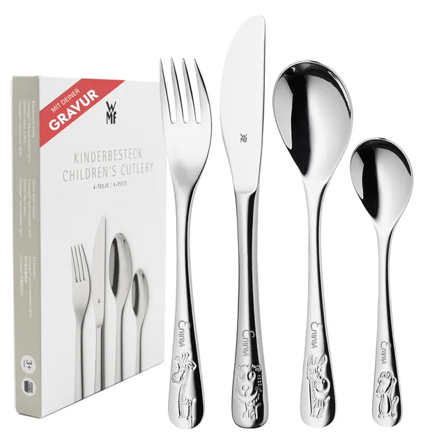 wmf-kinderbesteck-safari-4-teilig-mit-namensgravur-personalisiertes-edelstahl-be image 1