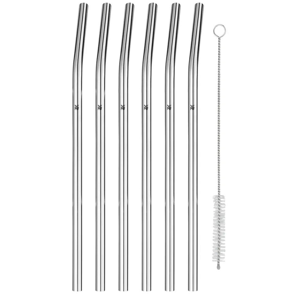 wmf-baric-metall-strohhalm-set-7-teilig-6-gebogene-wiederverwendbare-cromargan-e image 1