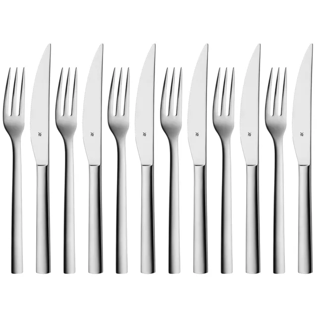 wmf-nuova-steakbesteck-12-teilig-f-r-6-personen-steakgabeln-und-steakmesser-mit- image 1