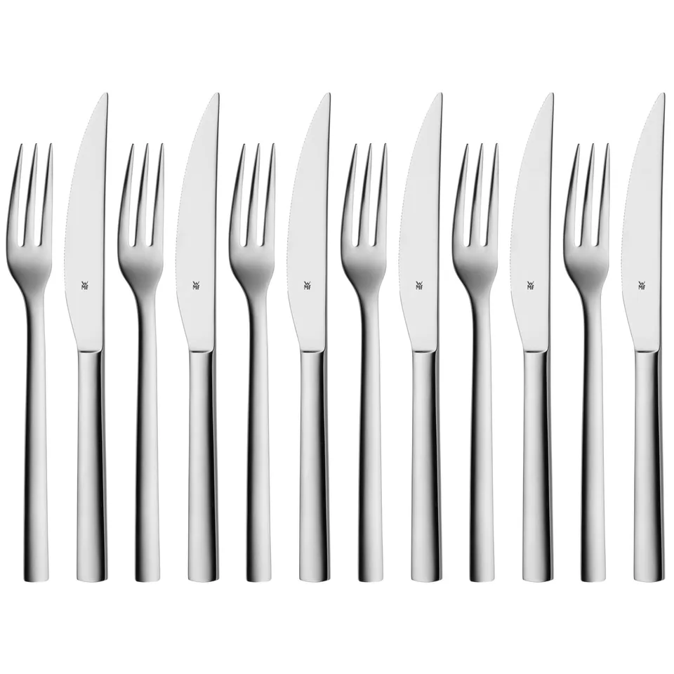 wmf-nuova-steakbesteck-12-teilig-f-r-6-personen-steakgabeln-und-steakmesser-mit- image 1