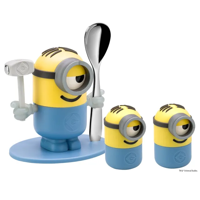 wmf-minions-eierbecher-set-4-teilig-mit-l-ffel-und-salz-und-pfefferstreuer-bpa-f image 1