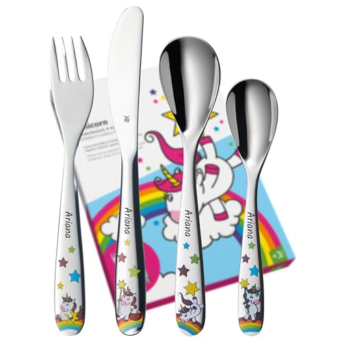 wmf-kinderbesteck-einhorn-4-teilig-mit-gravur-cromargan-edelstahl-kindermesser-g image 8