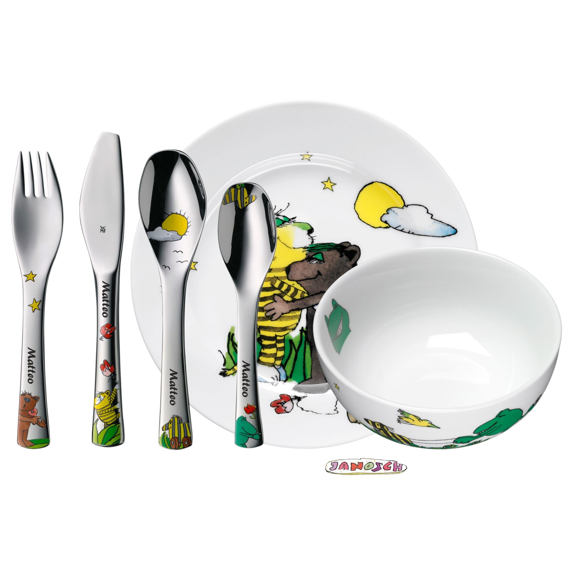 wmf-janosch-kindergeschirr-set-6-teilig-mit-namensgravur-porzellan-teller-schale image 3