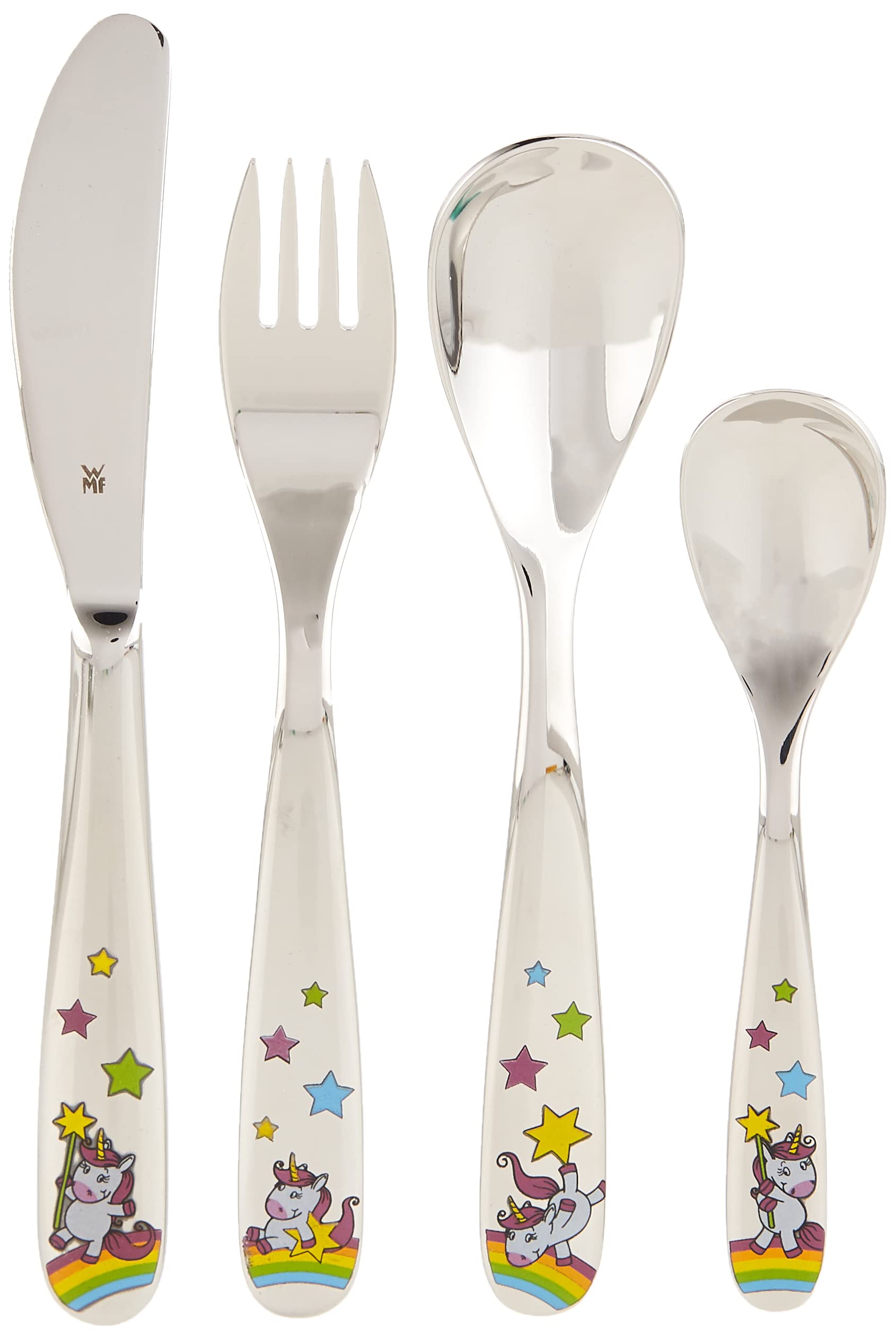 wmf-einhorn-kinderbesteck-set-4-teilig-kinderbesteck-edelstahl-cromargan-poliert image 1