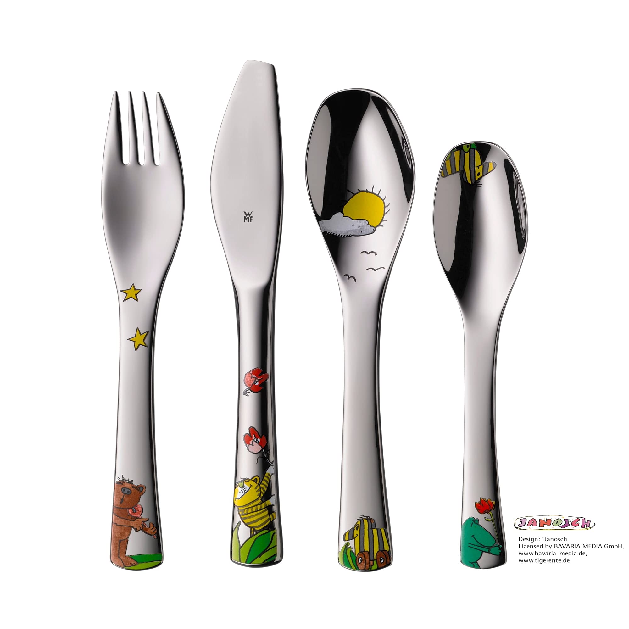 wmf-janosch-kinderbesteck-set-4-teilig-aus-cromargan-edelstahl-kinderbesteck-ab- image 1