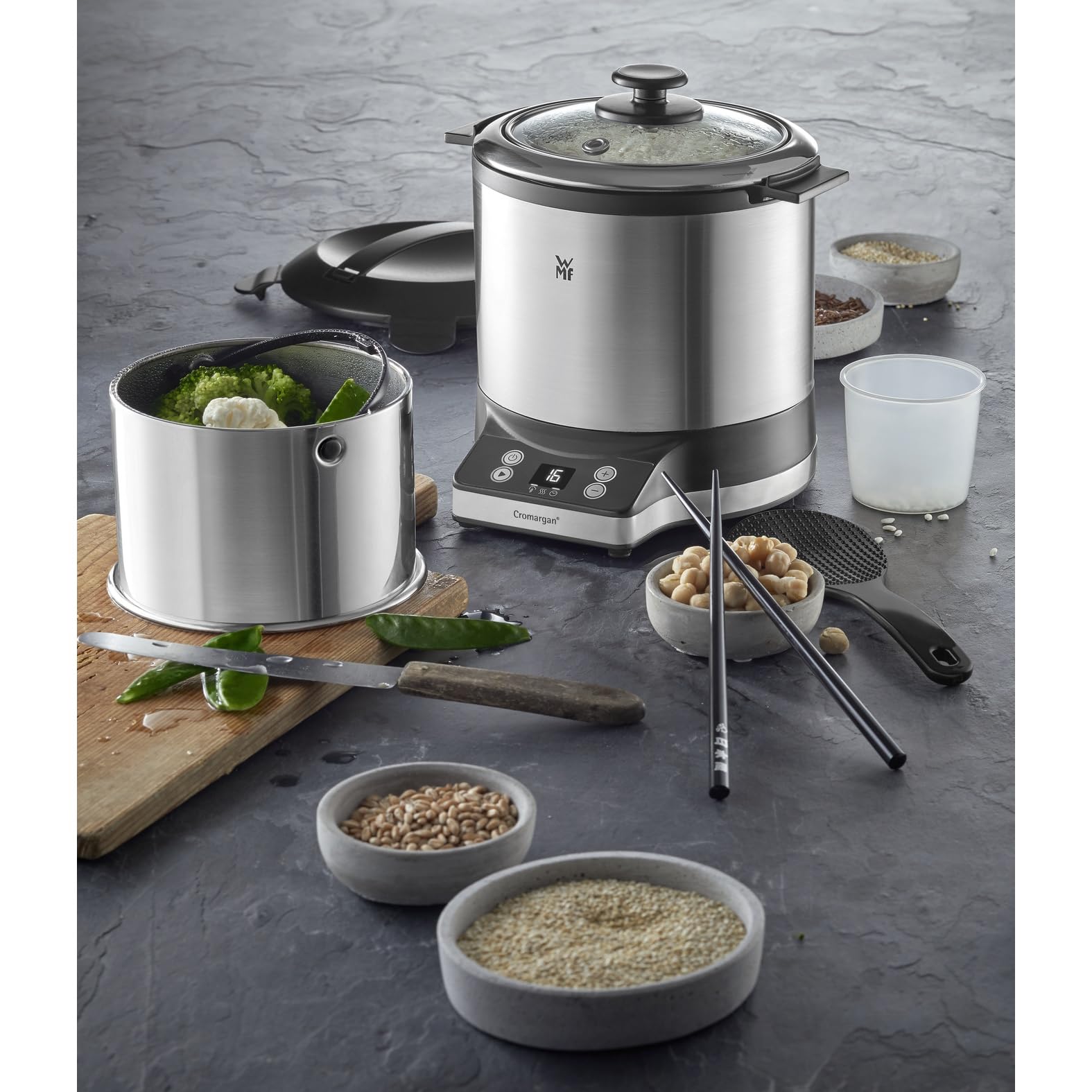wmf-k-chenminis-reiskocher-220-w-1-l-mit-dampfgaraufsatz-und-to-go-box-cromargan image 4