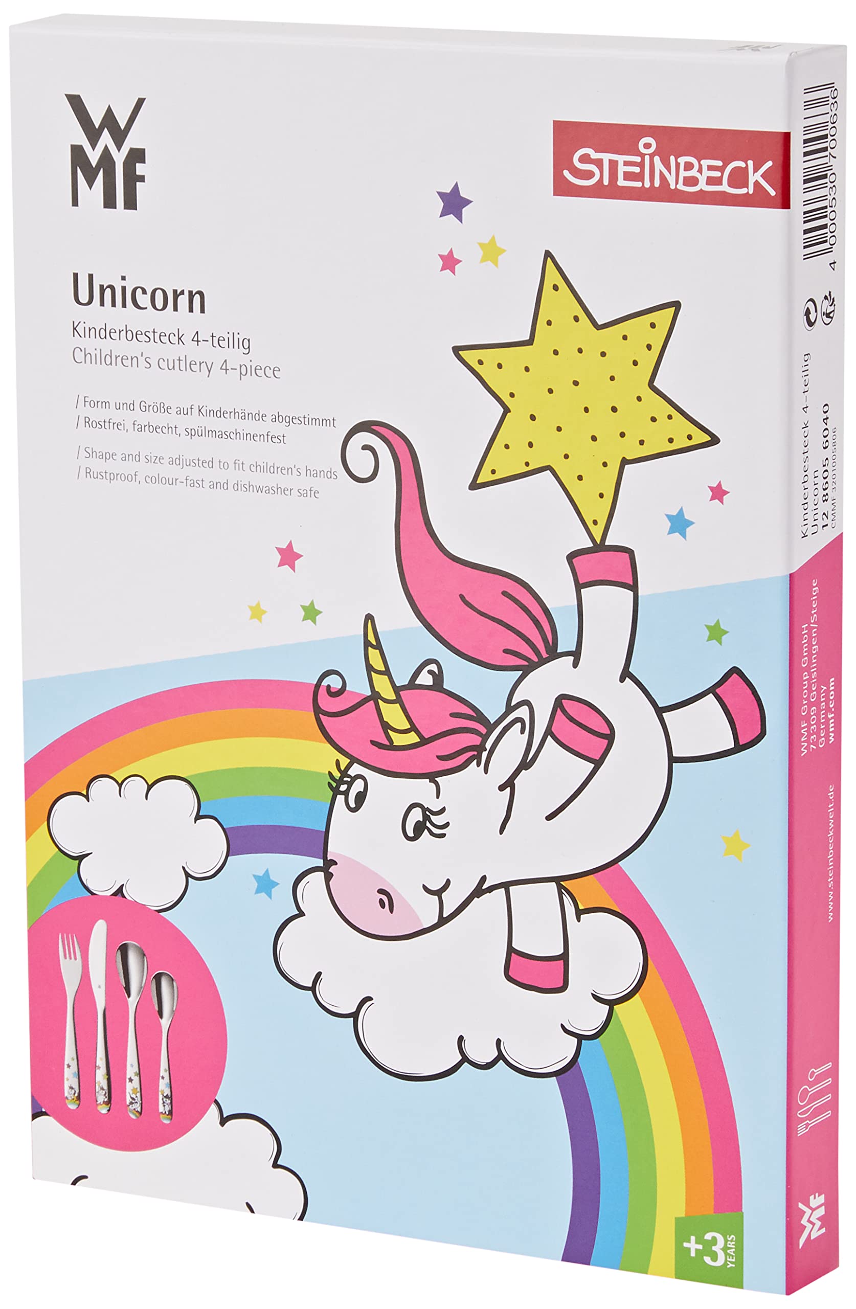 wmf-einhorn-kinderbesteck-set-4-teilig-kinderbesteck-edelstahl-cromargan-poliert image 3